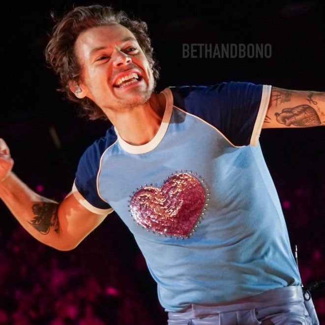 Pink Glitter Heart Blue Baby Tee