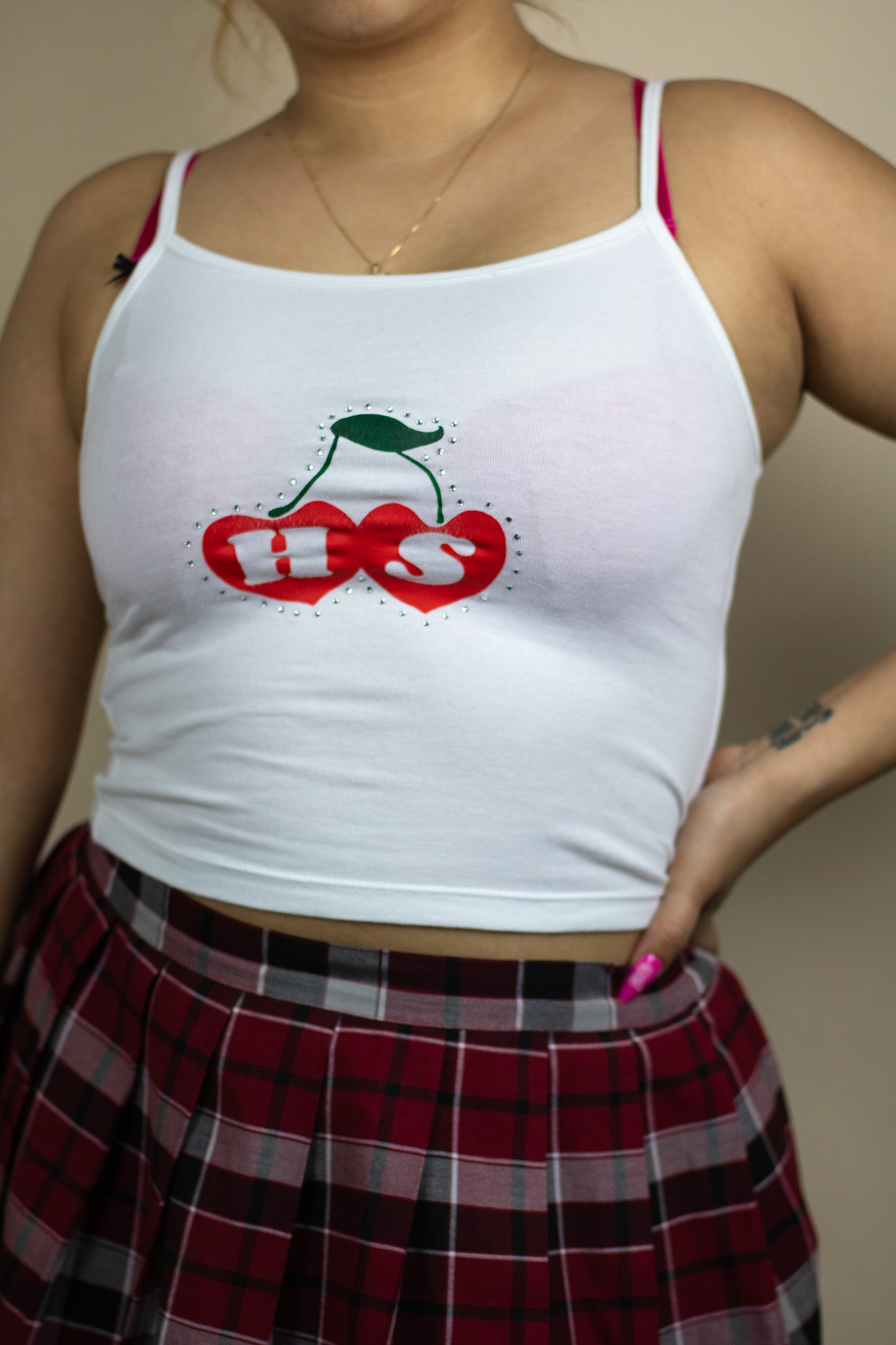 Harry Cherry Rhinestone Tank